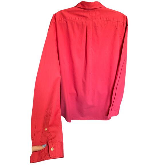Ralph Lauren Logo Shirt Button Down Long Sleeve Cotton Twill Red Blue Size XXL - Picture 9 of 14